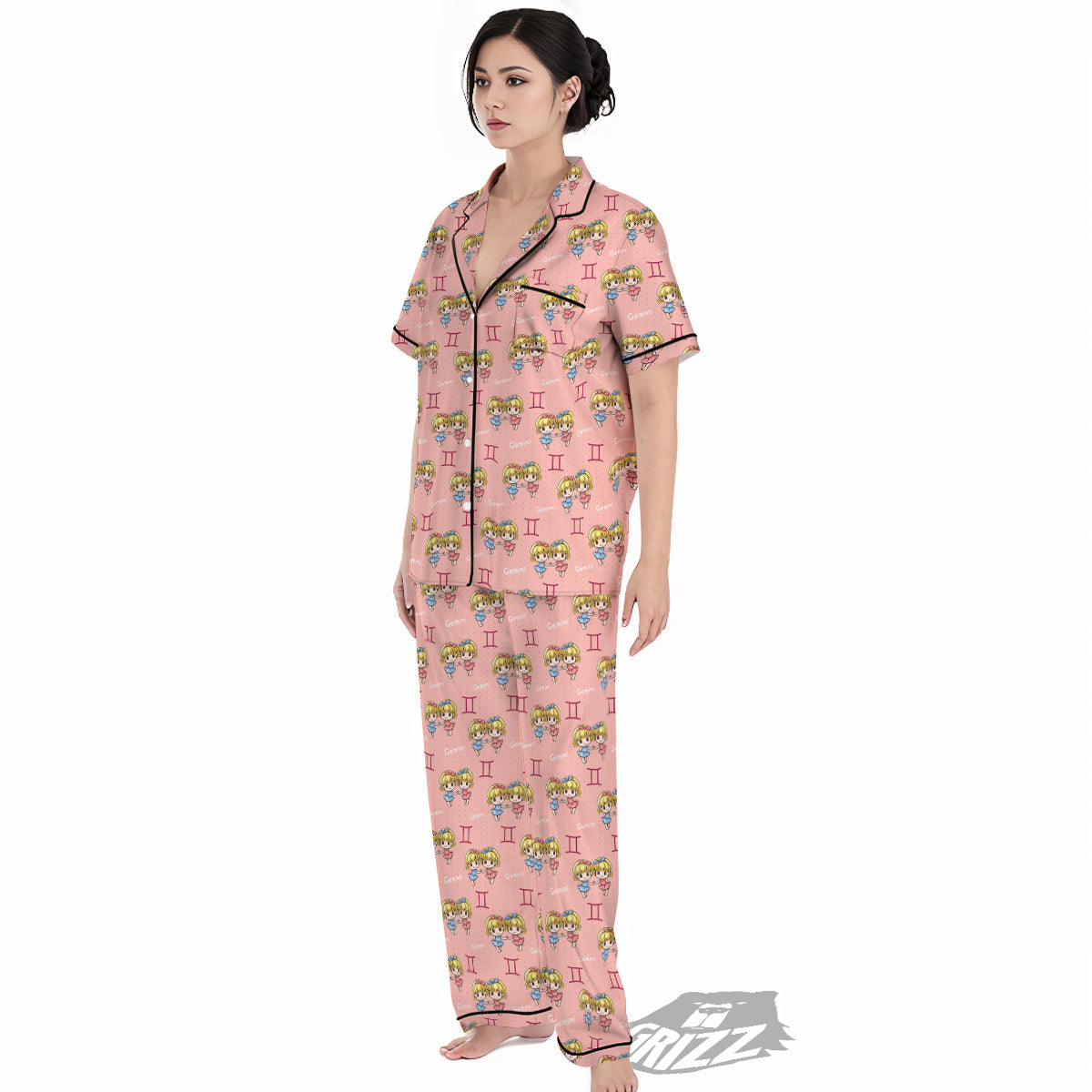 Gemini Cute Cartoon Print Pattern Women's Pajamas Set-grizzshop