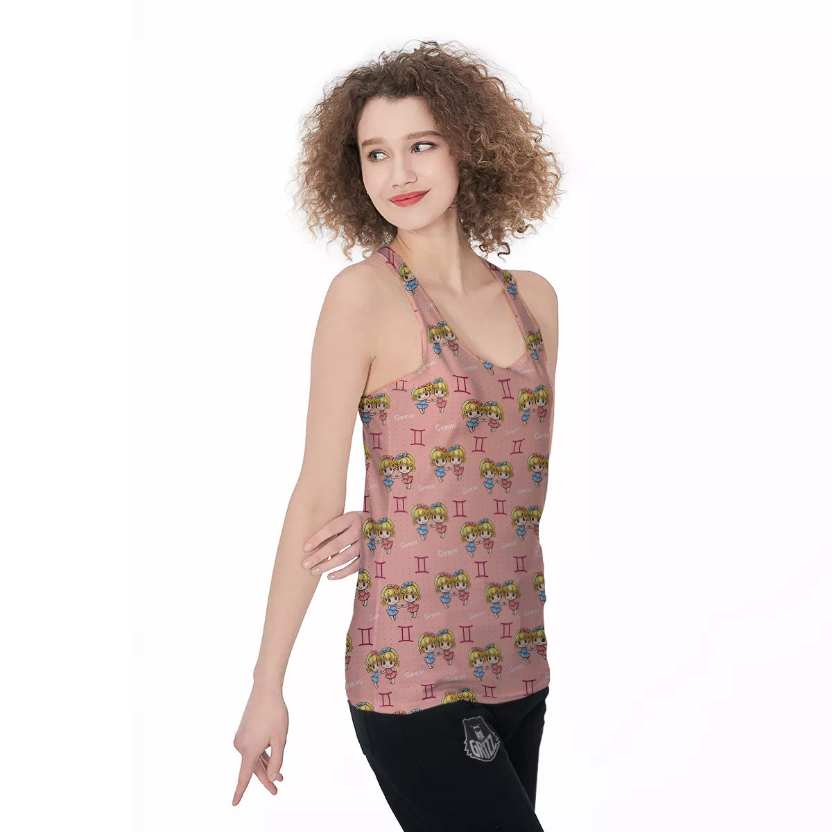 Gemini Cute Cartoon Print Pattern Women's Racerback Tank Top-grizzshop