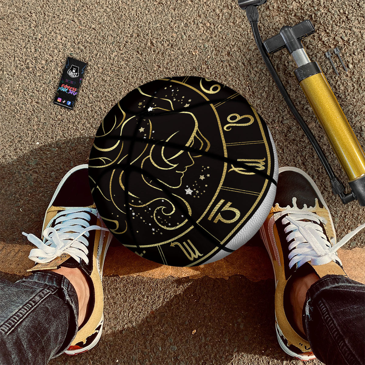 Gemini Sign Black And Gold Print Basketball-grizzshop
