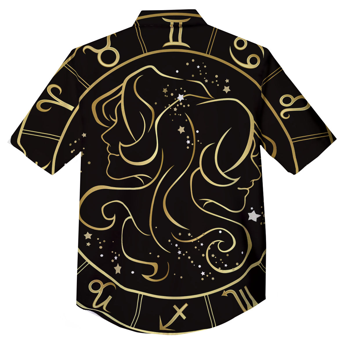 Gemini Sign Black And Gold Print Button Up Shirt-grizzshop
