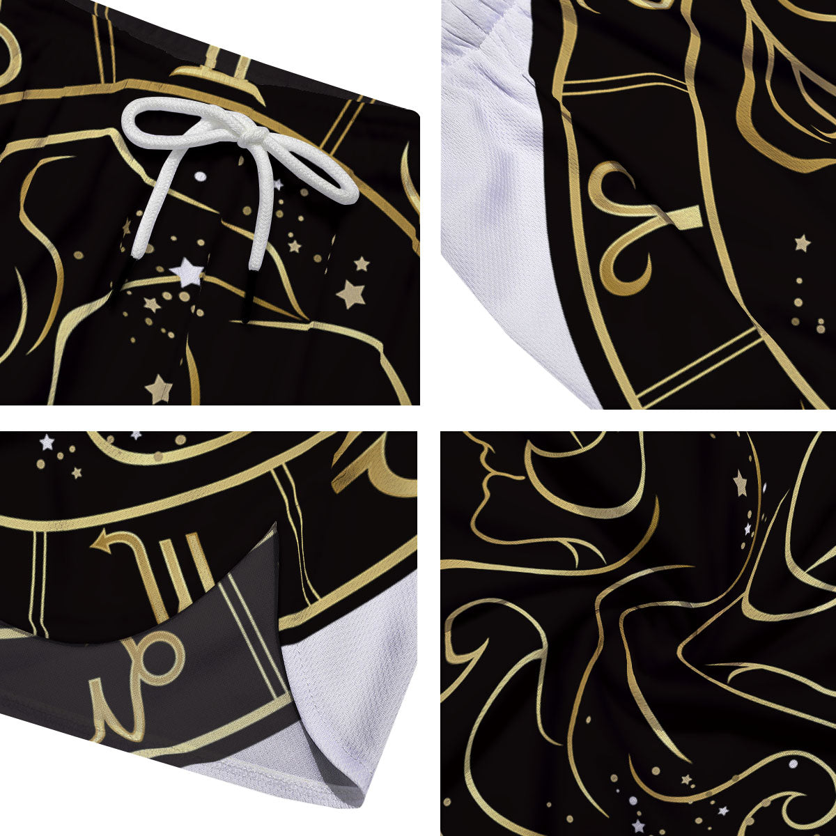 Gemini Sign Black And Gold Print Men's Running Shorts-grizzshop