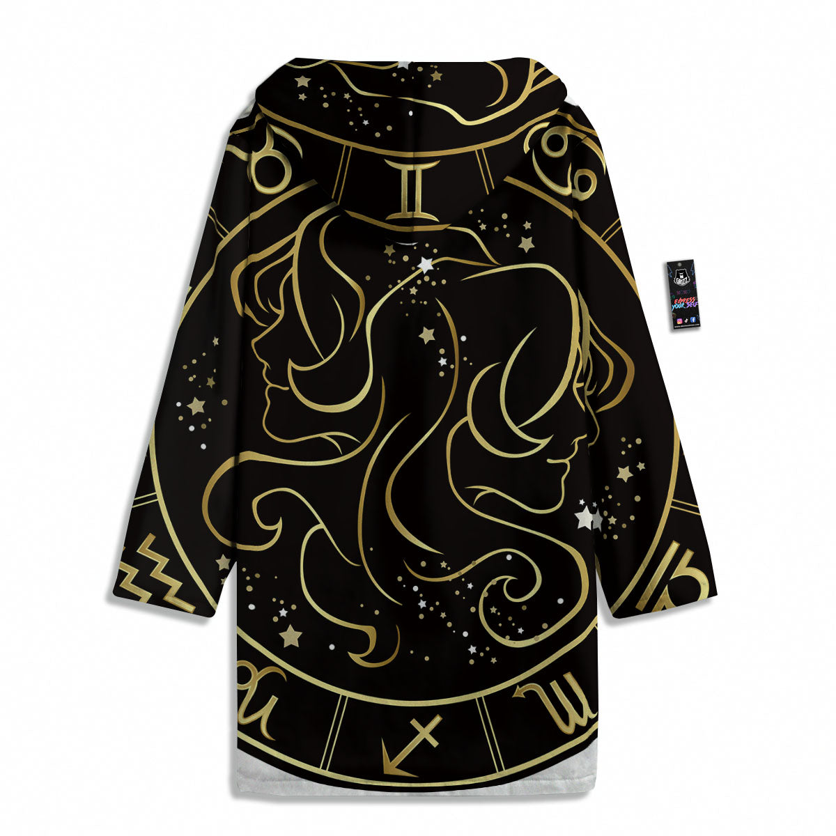 Gemini Sign Black And Gold Print Men's Windbreaker Jacket-grizzshop
