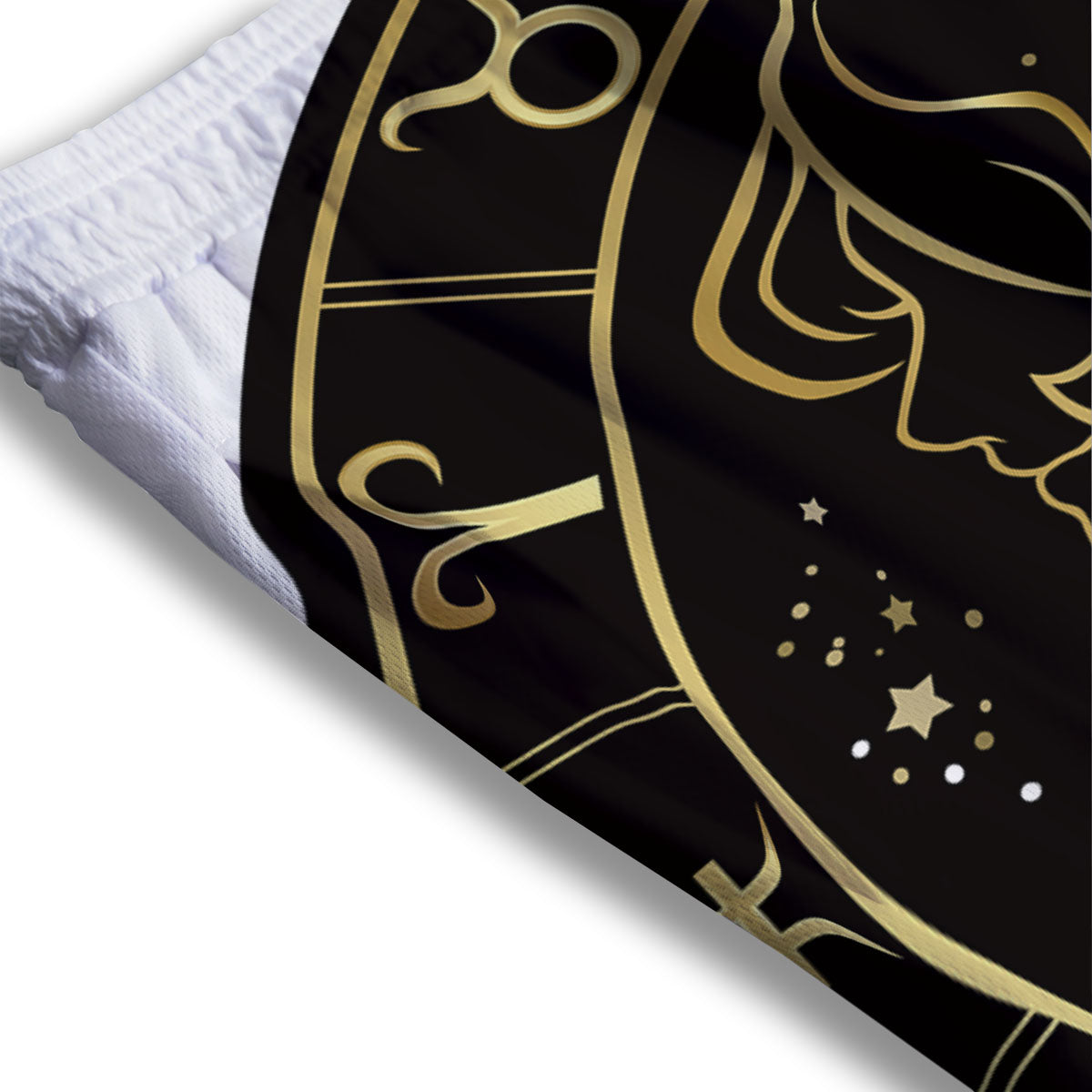 Gemini Sign Black And Gold Print Mesh Shorts