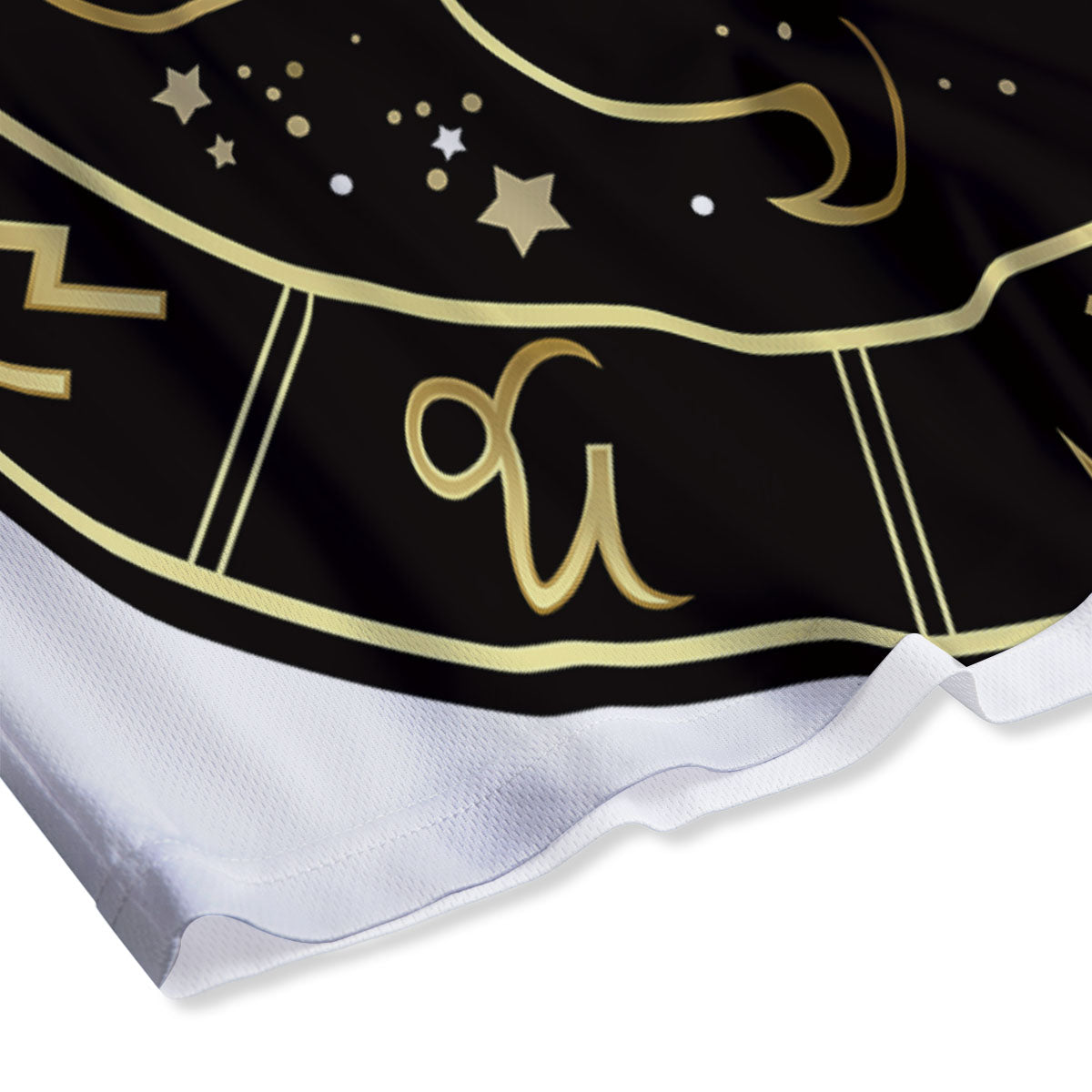 Gemini Sign Black And Gold Print Mesh Shorts