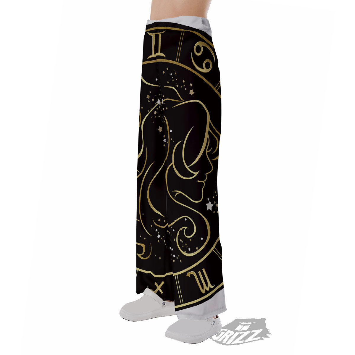 Gemini Sign Black And Gold Print Pajama Pants-grizzshop