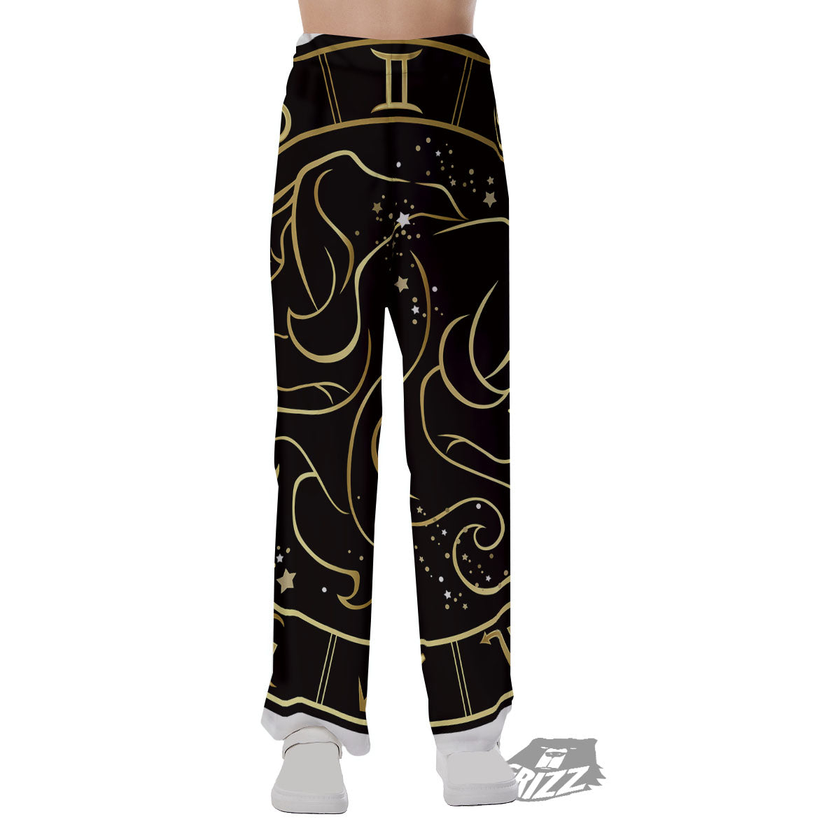 Gemini Sign Black And Gold Print Pajama Pants-grizzshop