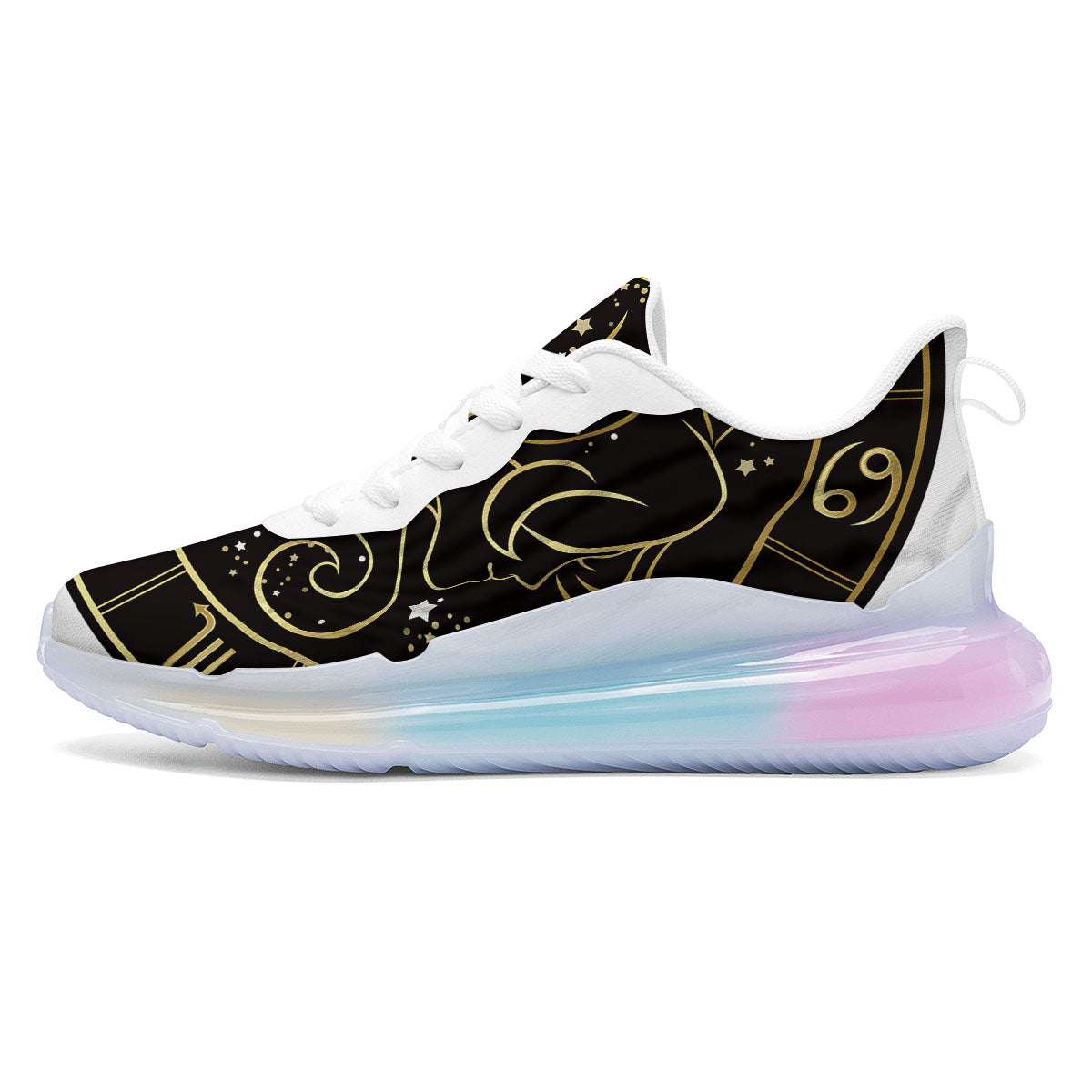 Gemini Sign Black And Gold Print Running Sneakers-grizzshop