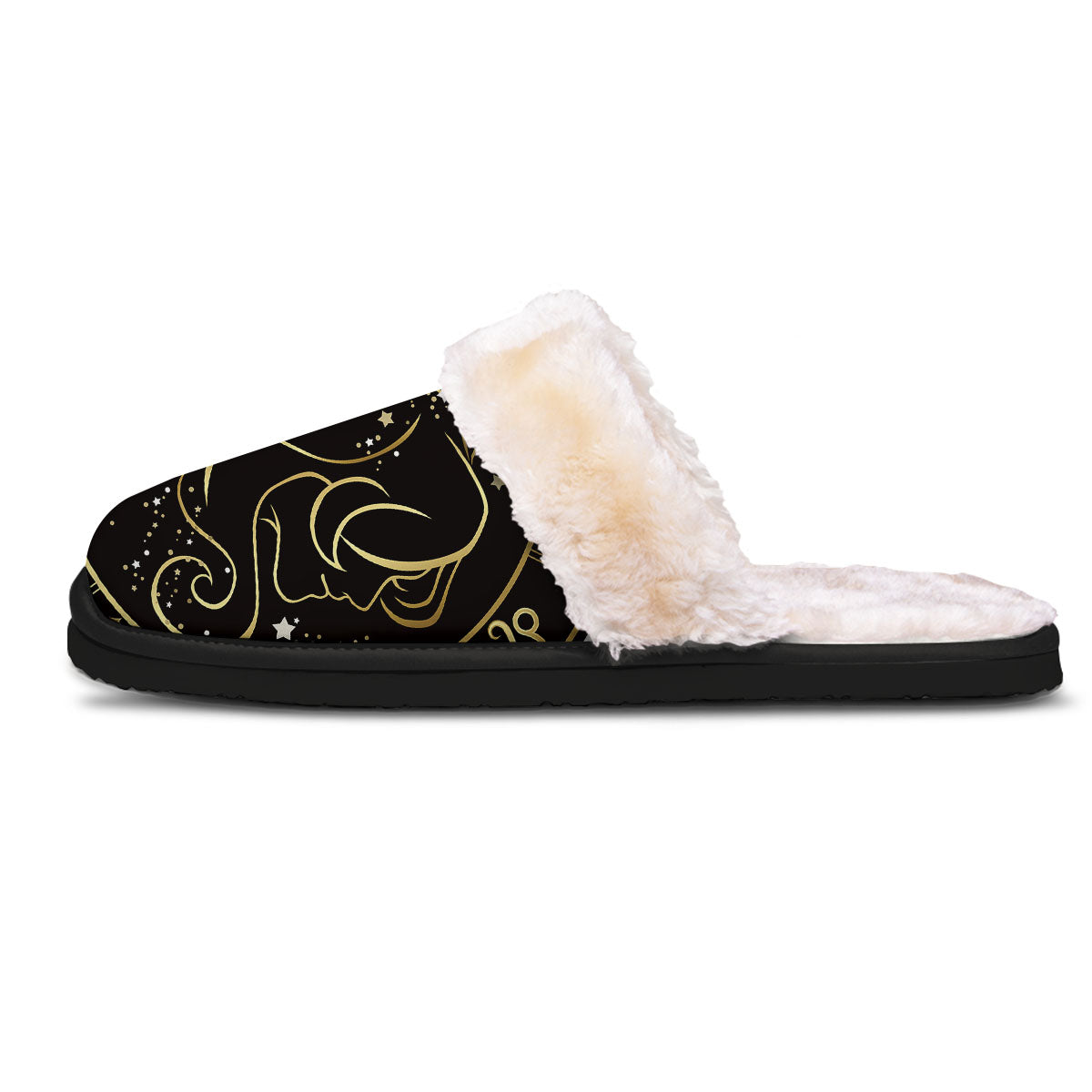 Gemini Sign Black And Gold Print Slippers-grizzshop