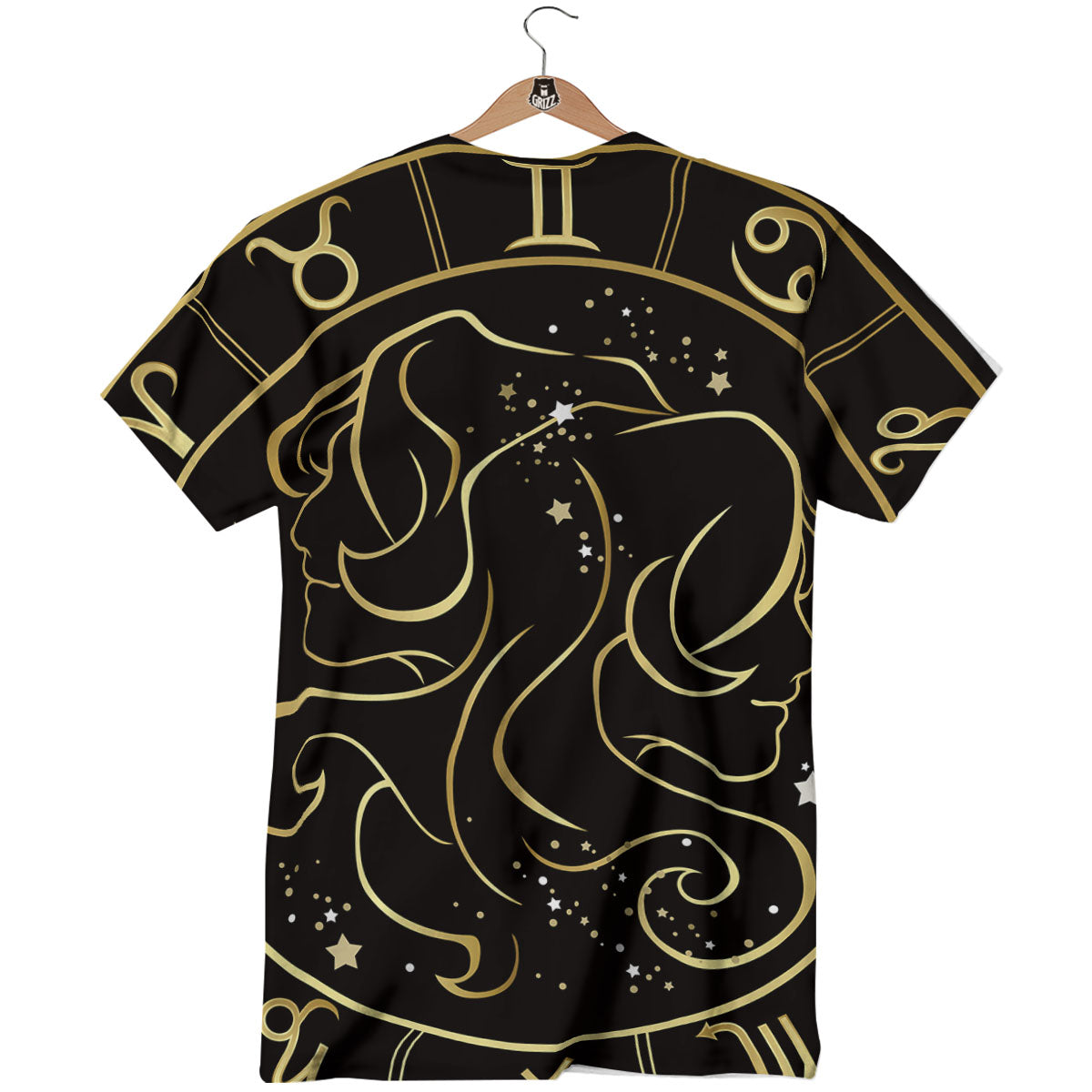 Gemini Sign Black And Gold Print T-Shirt-grizzshop