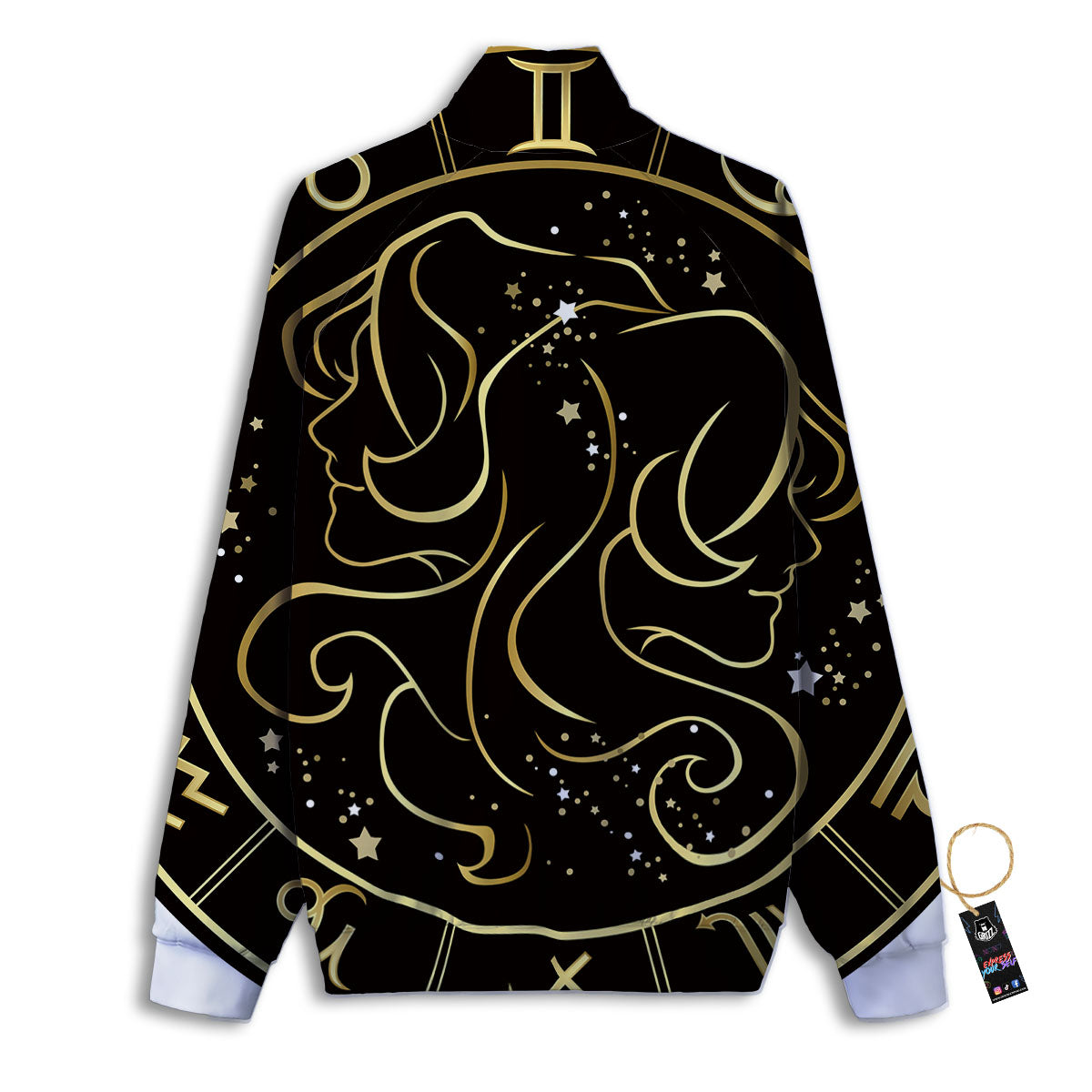 Gemini Sign Black And Gold Print Track Jacket-grizzshop