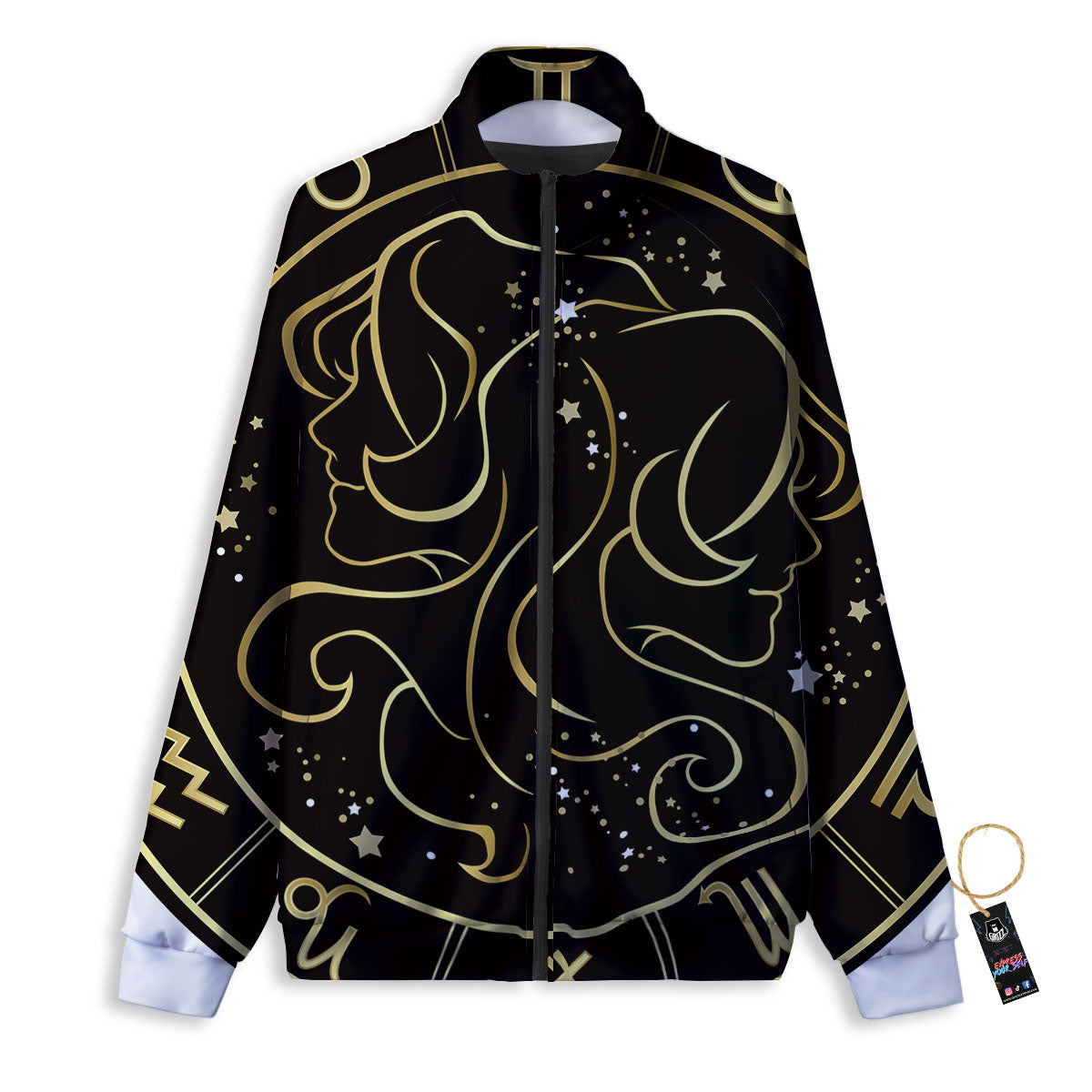 Gemini Sign Black And Gold Print Track Jacket-grizzshop