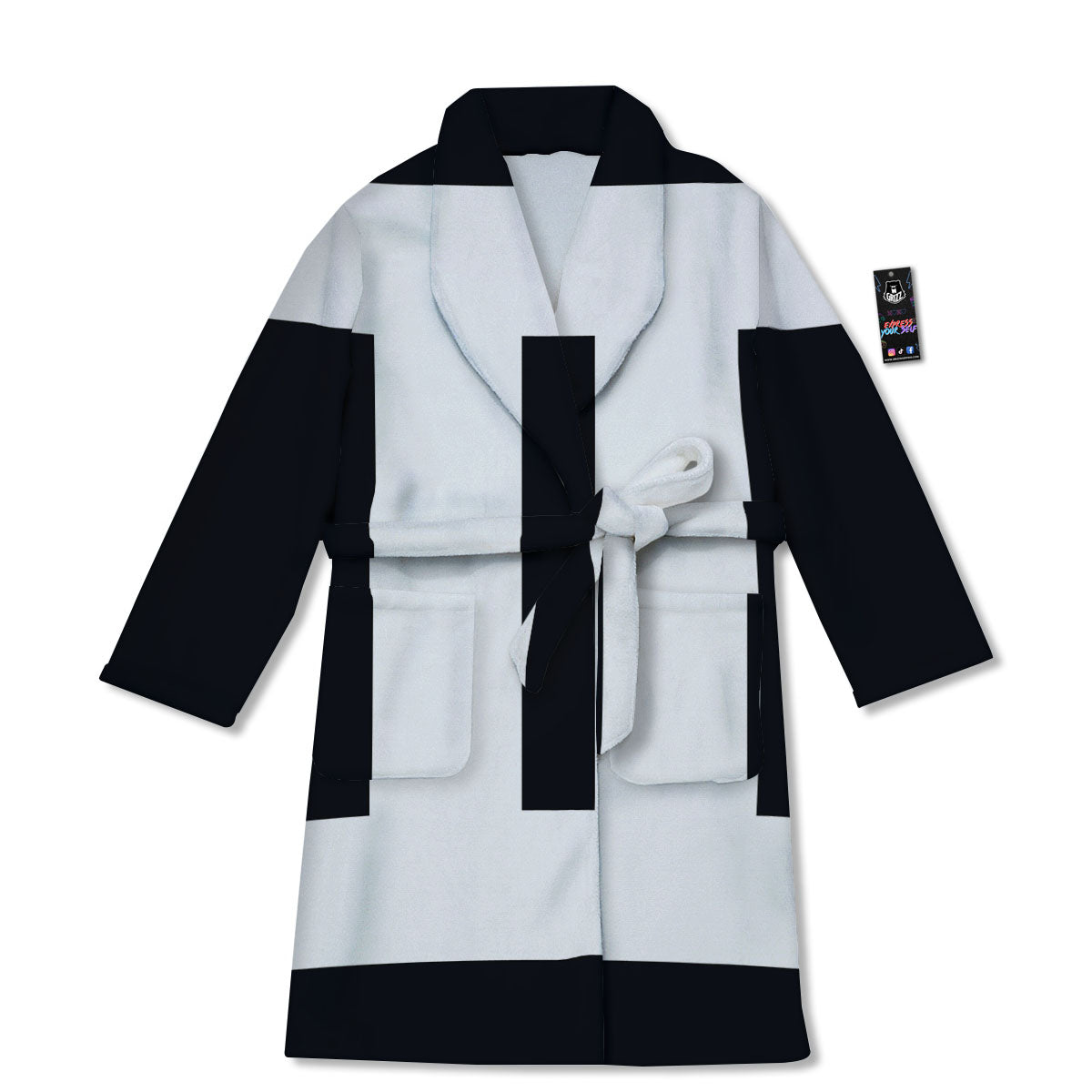 Gemini Sign White And Black Print Bathrobe-grizzshop