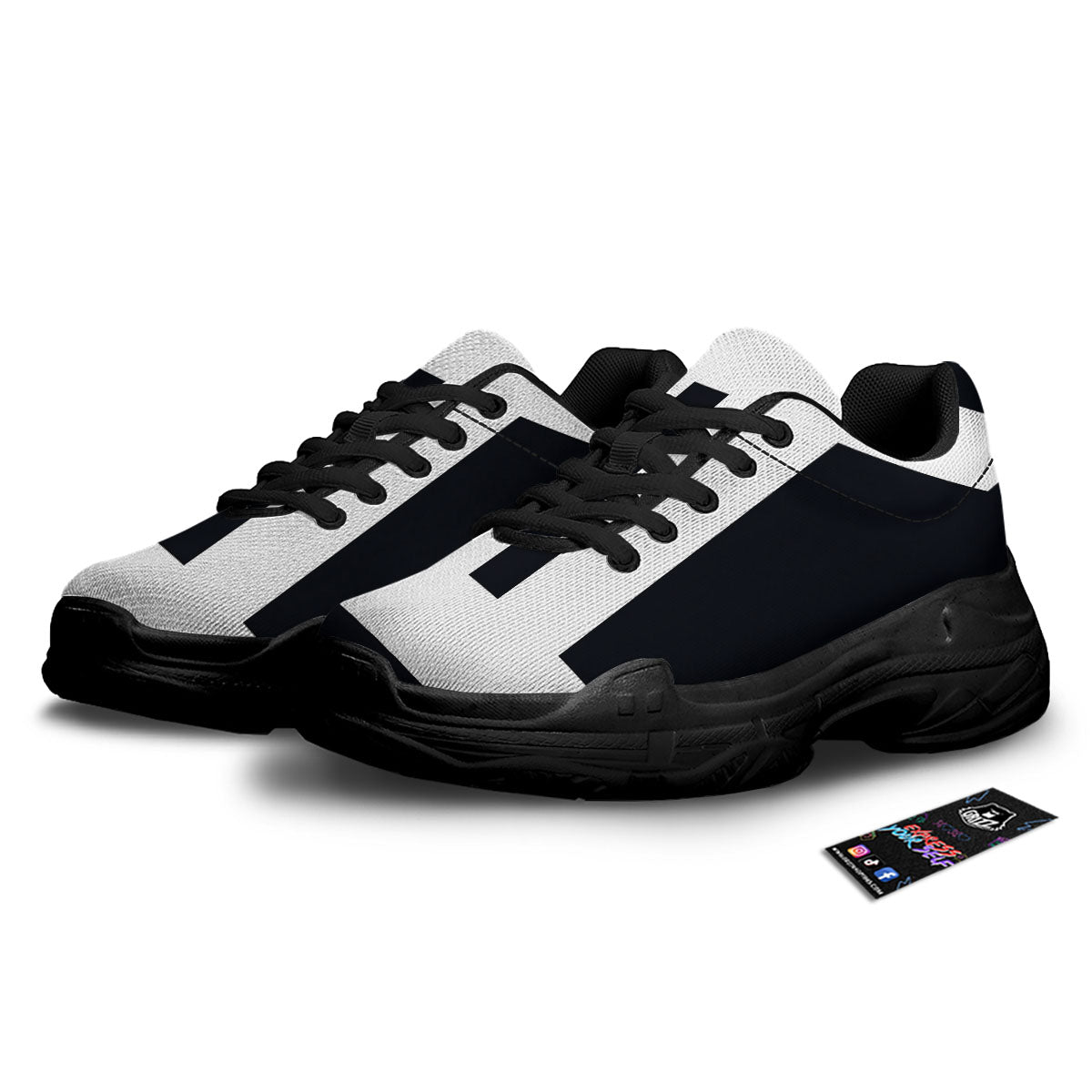 Gemini Sign White And Black Print Black Chunky Shoes-grizzshop