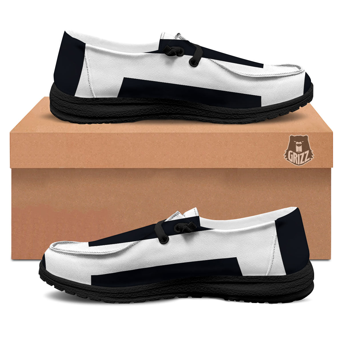 Gemini Sign White And Black Print Black Loafers-grizzshop