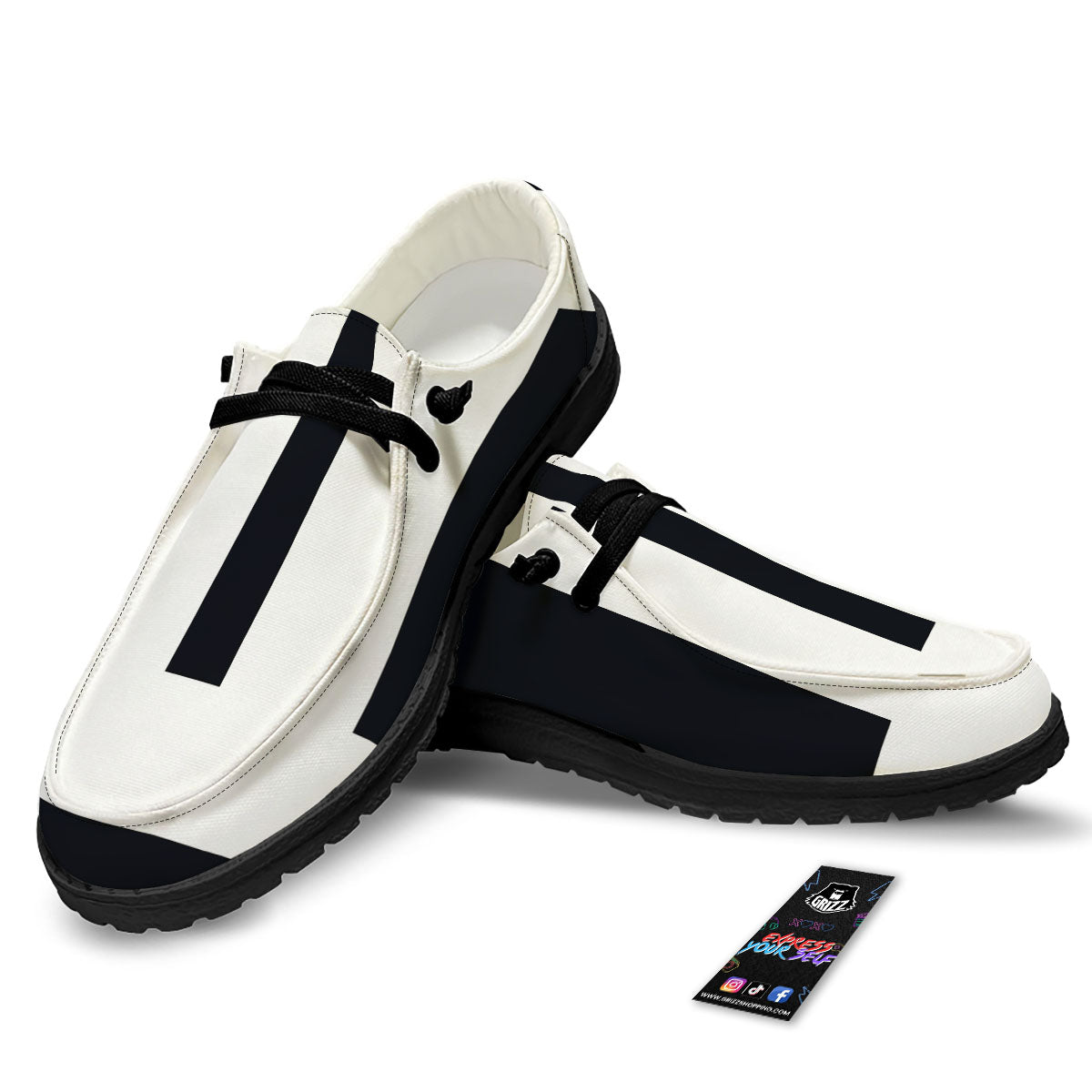Gemini Sign White And Black Print Black Loafers-grizzshop