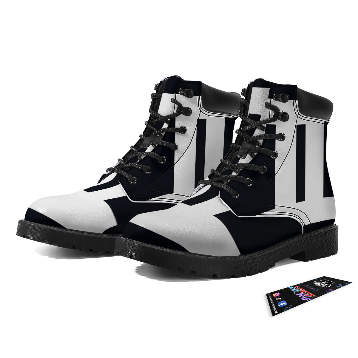 Gemini Sign White And Black Print Boots-grizzshop