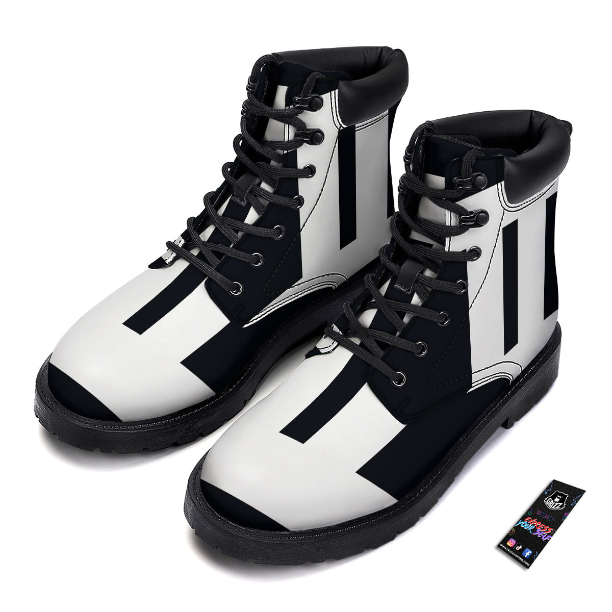 Gemini Sign White And Black Print Boots-grizzshop
