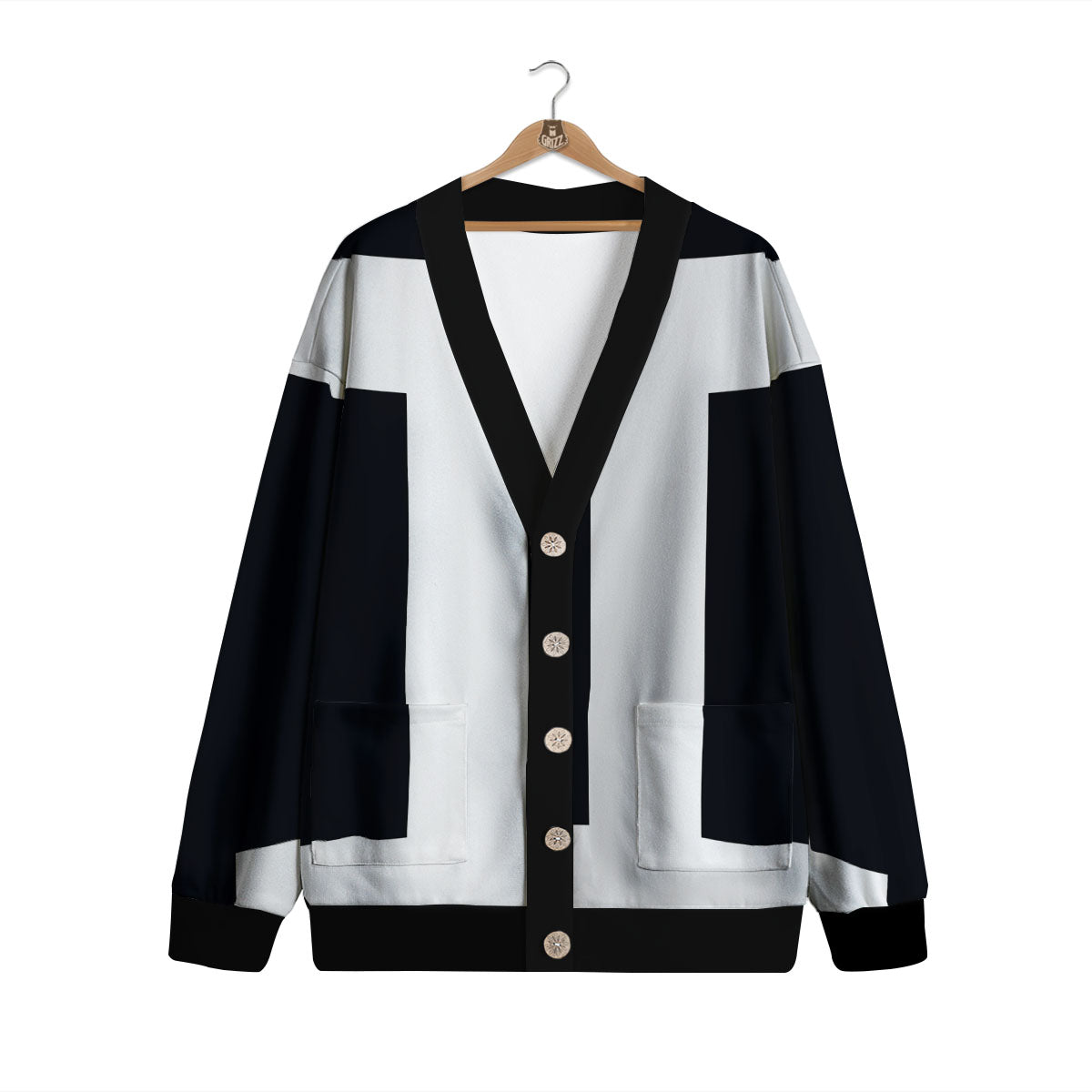 Gemini Sign White And Black Print Cardigan-grizzshop