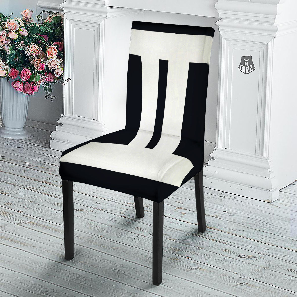 Gemini Sign White And Black Print Dining Chair Slipcover-grizzshop