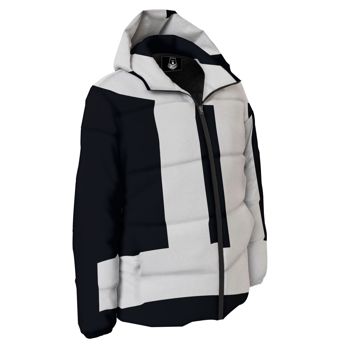 Gemini Sign White And Black Print Down Jacket-grizzshop