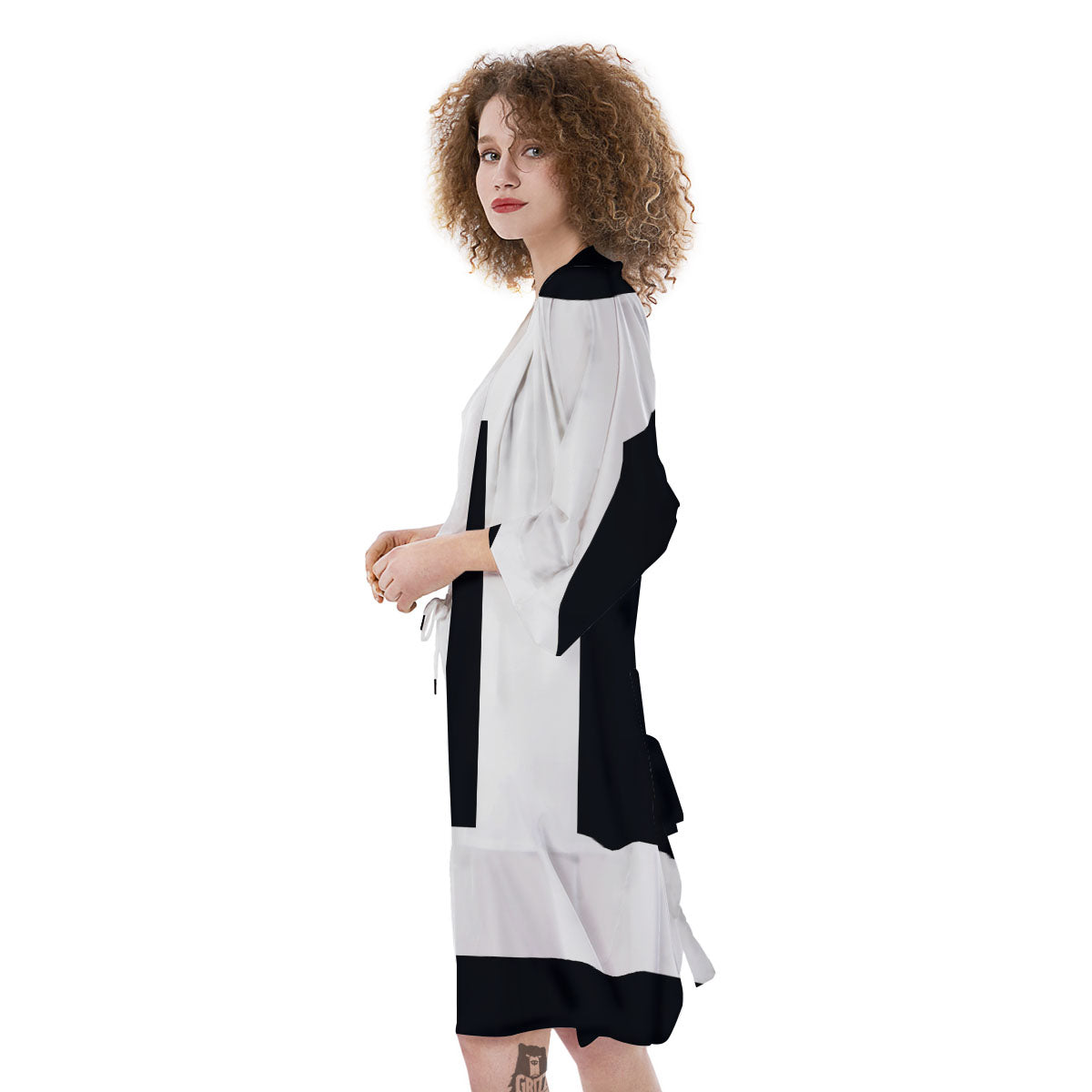 Gemini Sign White And Black Print Kimono-grizzshop
