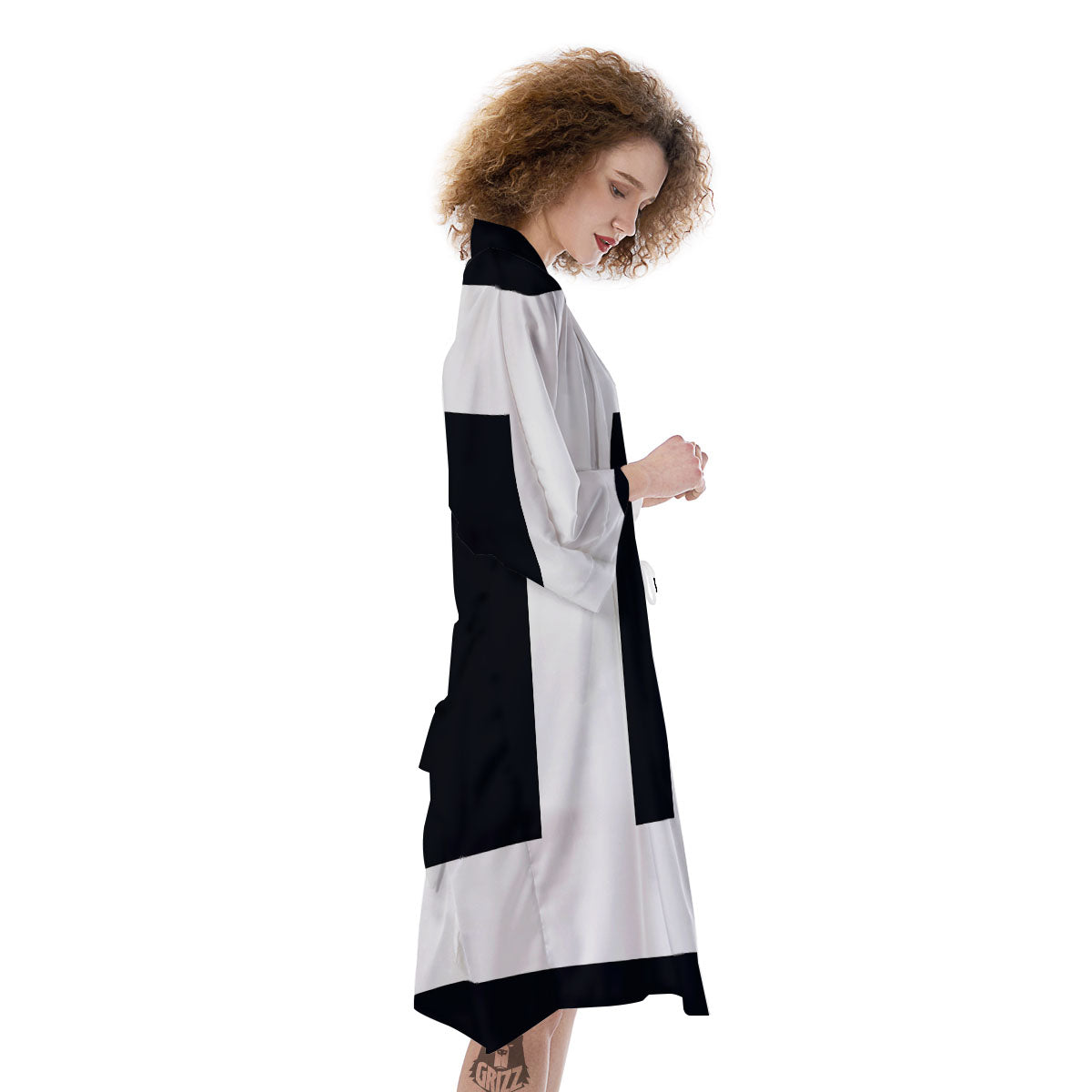 Gemini Sign White And Black Print Kimono-grizzshop