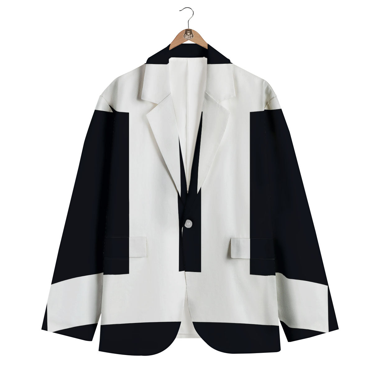 Gemini Sign White And Black Print Men's Blazer-grizzshop