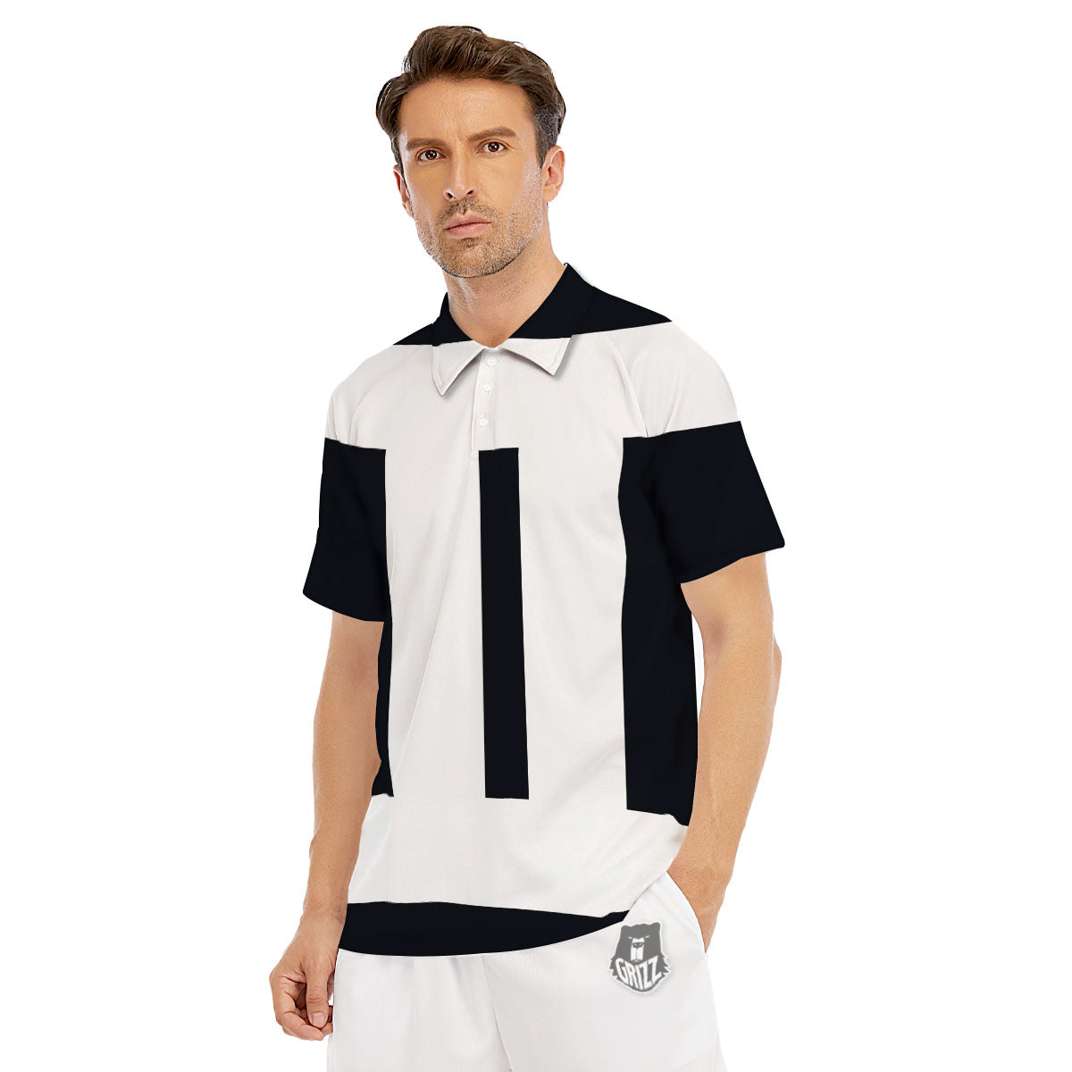 Gemini Sign White And Black Print Men's Golf Shirts-grizzshop