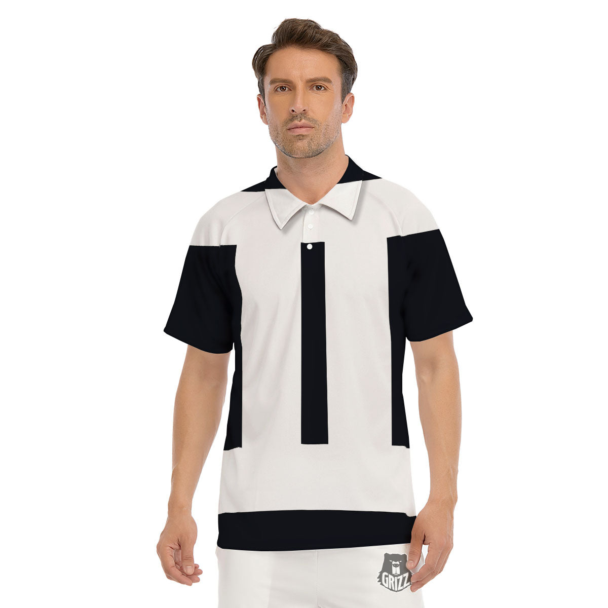 Gemini Sign White And Black Print Men's Golf Shirts-grizzshop