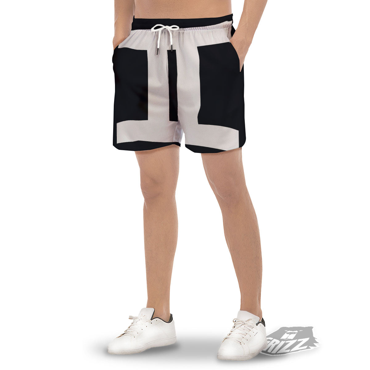 Gemini Sign White And Black Print Men's Gym Shorts-grizzshop