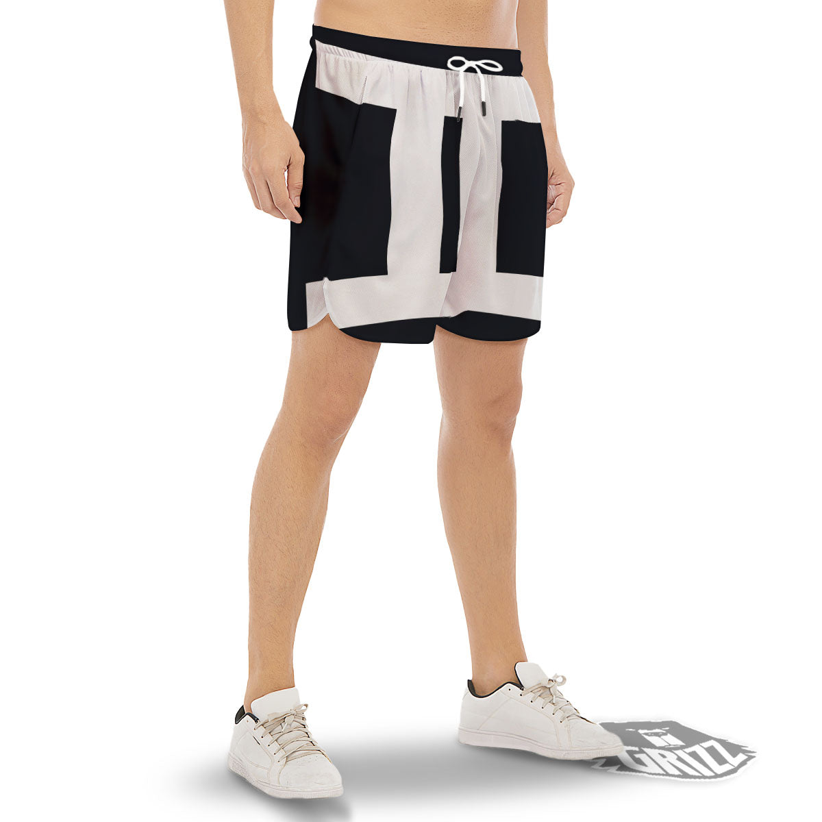 Gemini Sign White And Black Print Men's Gym Shorts-grizzshop