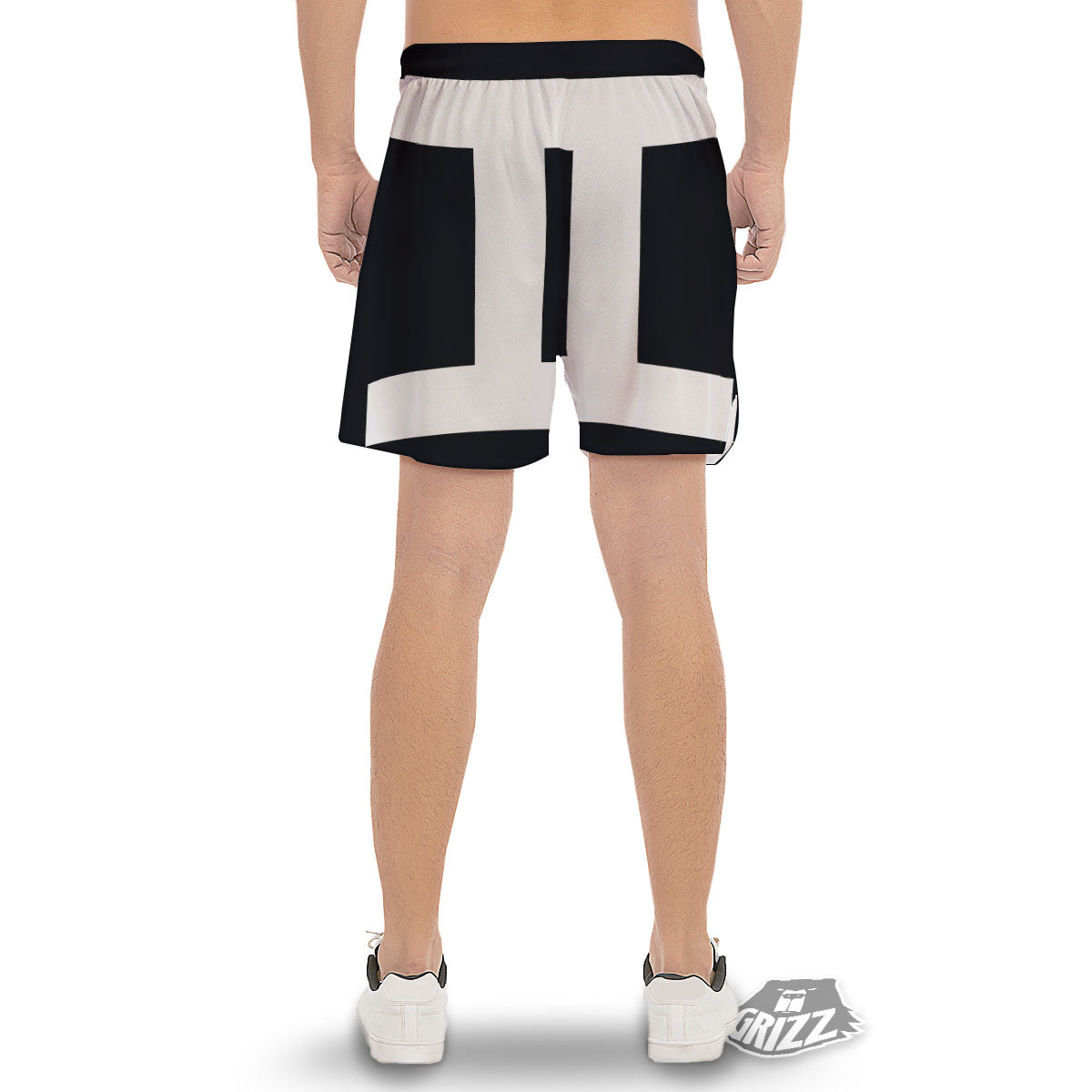 Gemini Sign White And Black Print Men's Gym Shorts-grizzshop