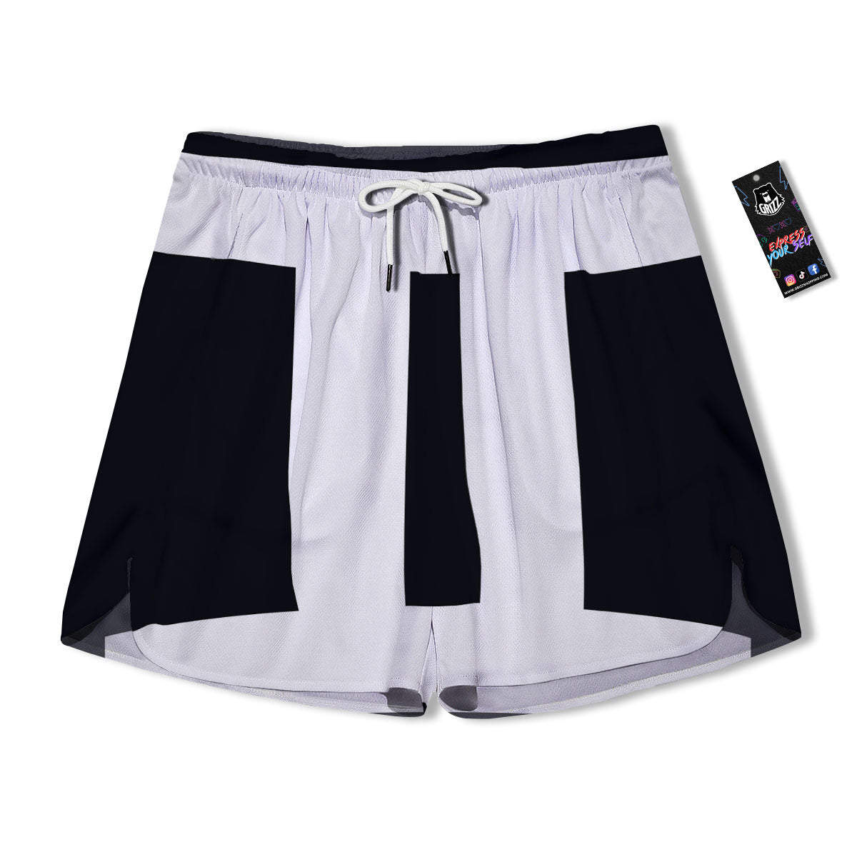 Gemini Sign White And Black Print Men's Running Shorts-grizzshop