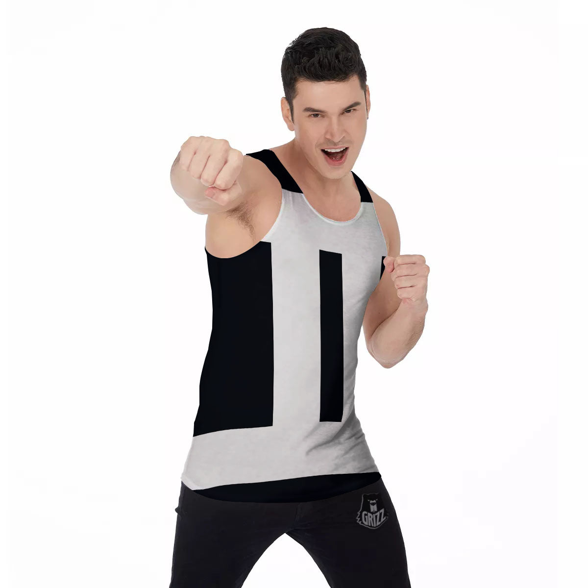 Gemini Sign White And Black Print Men's Tank Top-grizzshop