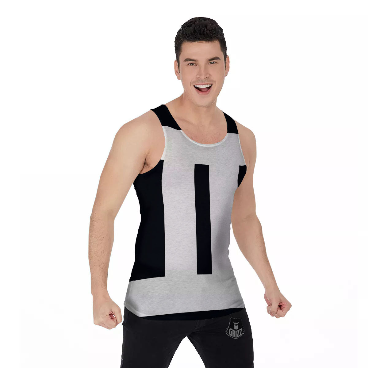 Gemini Sign White And Black Print Men's Tank Top-grizzshop