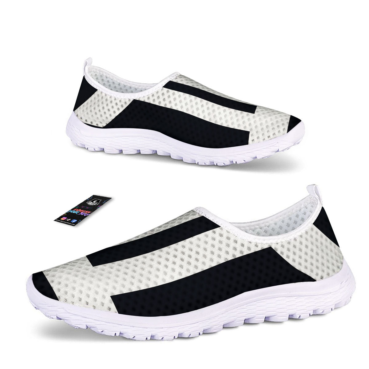 Gemini Sign White And Black Print Nurse Shoes-grizzshop