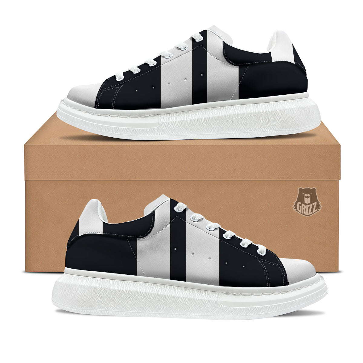 Gemini Sign White And Black Print Platform Shoes-grizzshop