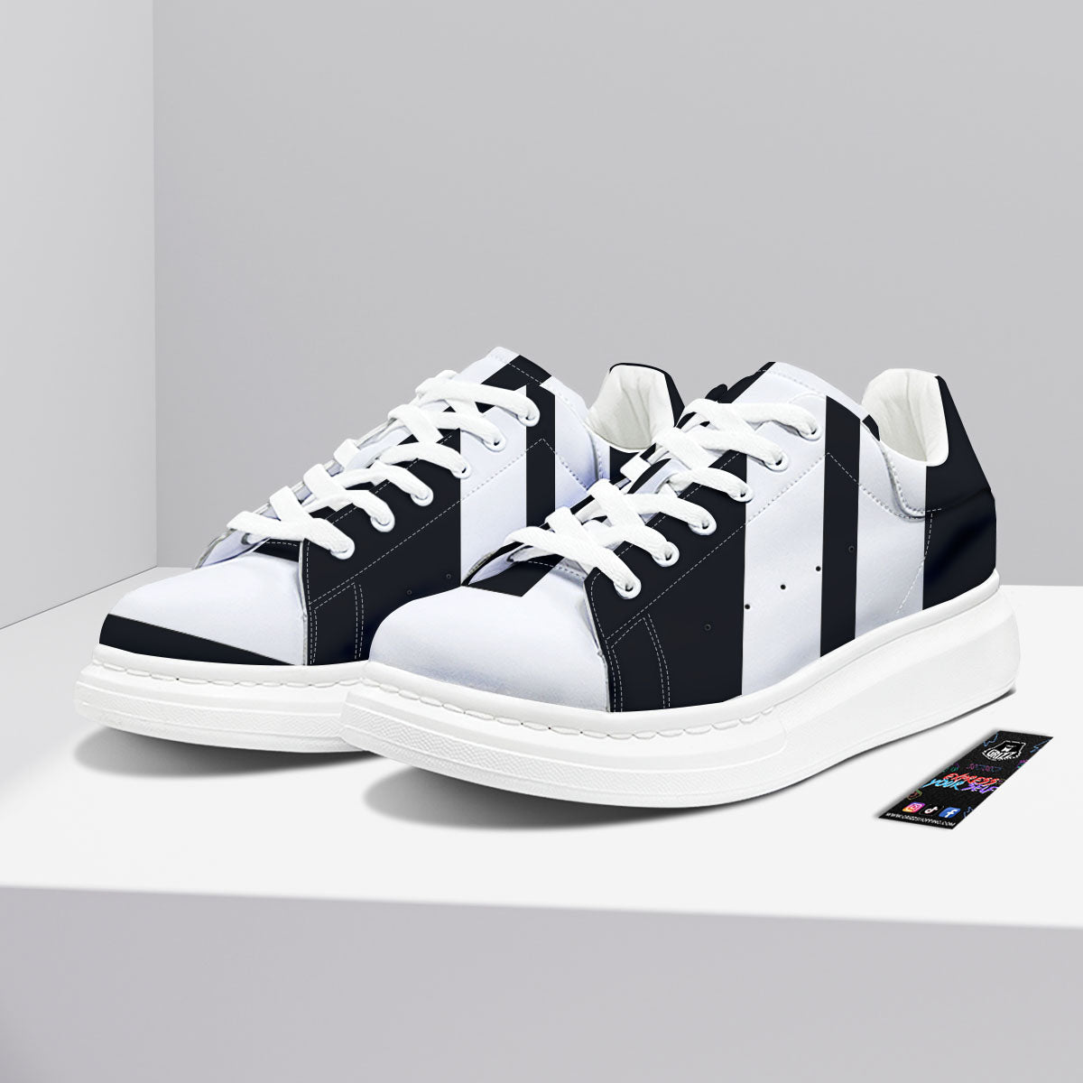 Gemini Sign White And Black Print Platform Shoes-grizzshop