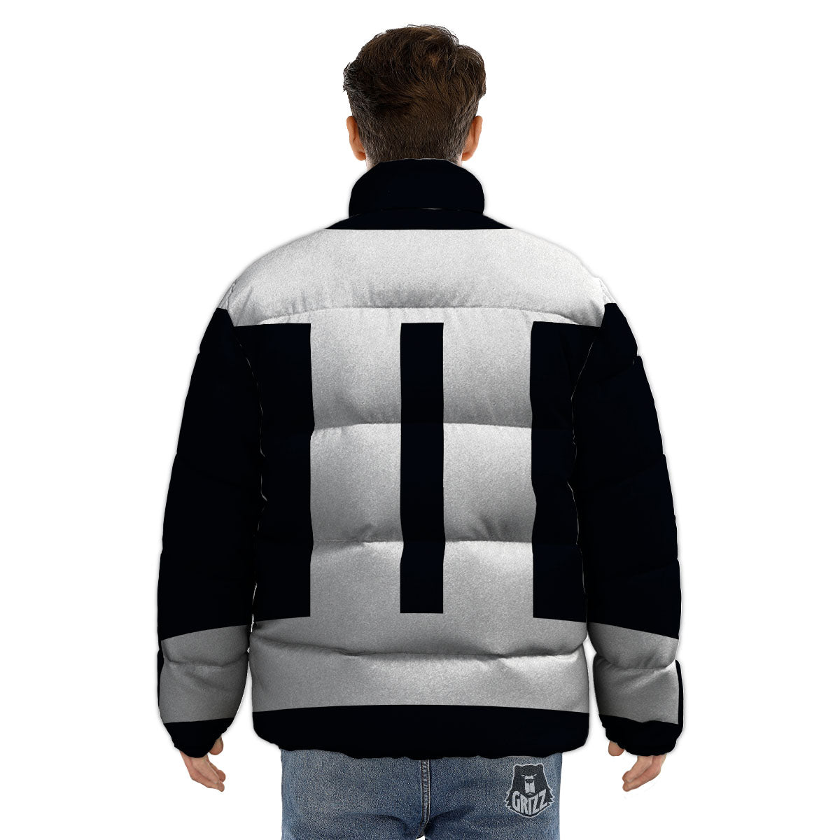 Gemini Sign White And Black Print Puffer Jacket-grizzshop