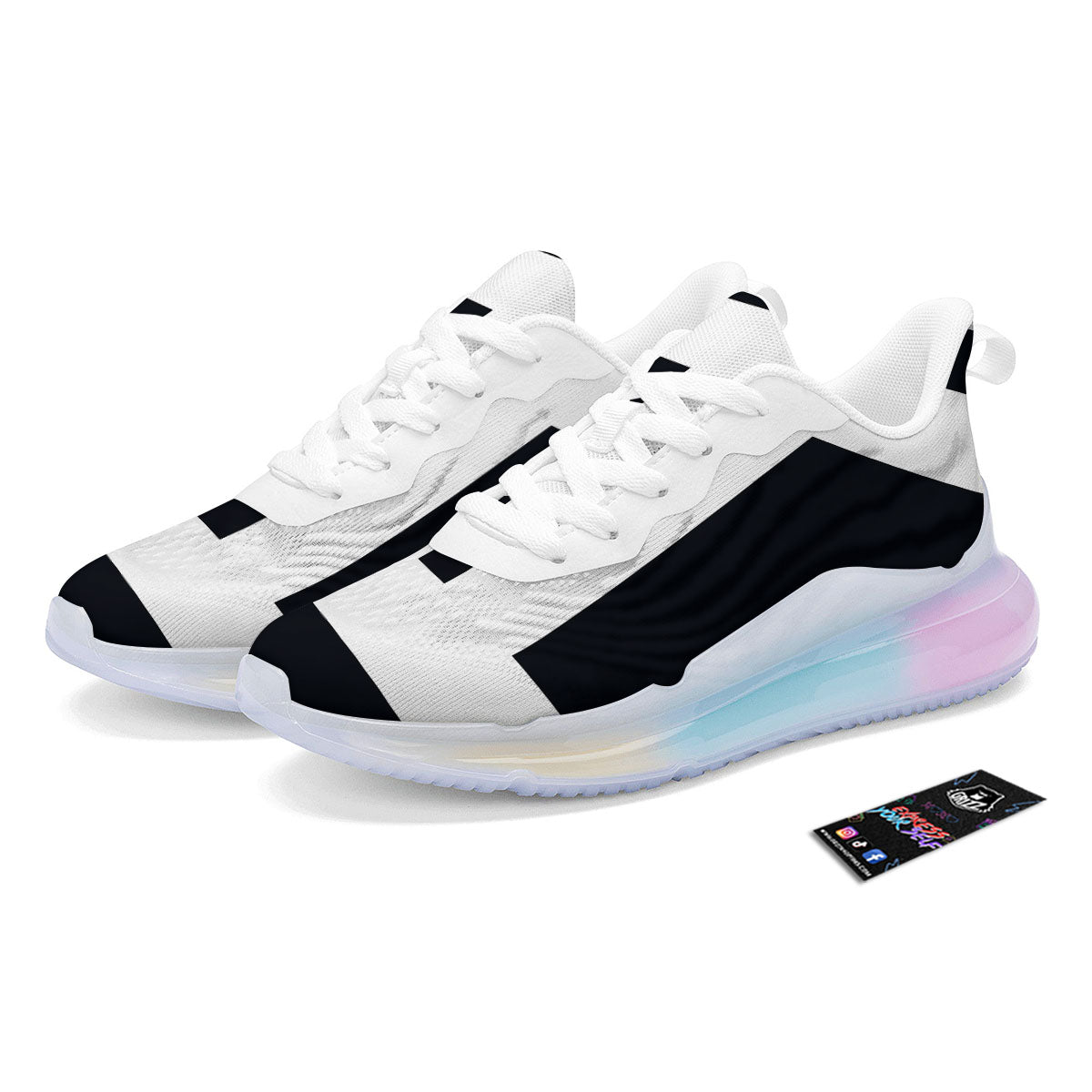 Gemini Sign White And Black Print Running Sneakers-grizzshop