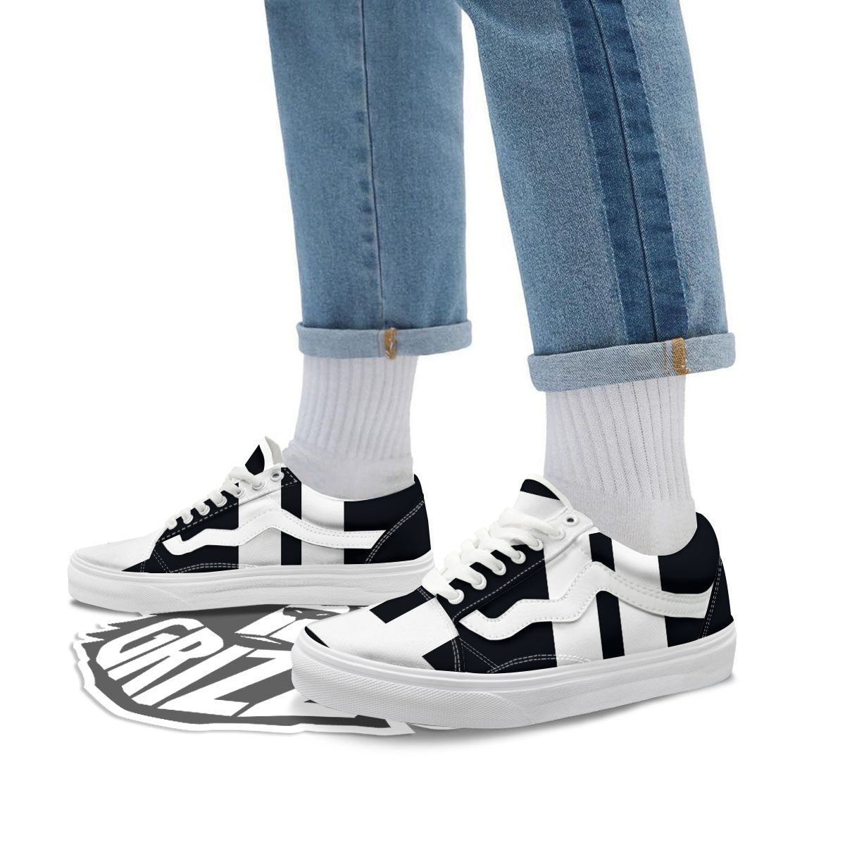 Gemini Sign White And Black Print Skate Shoes-grizzshop