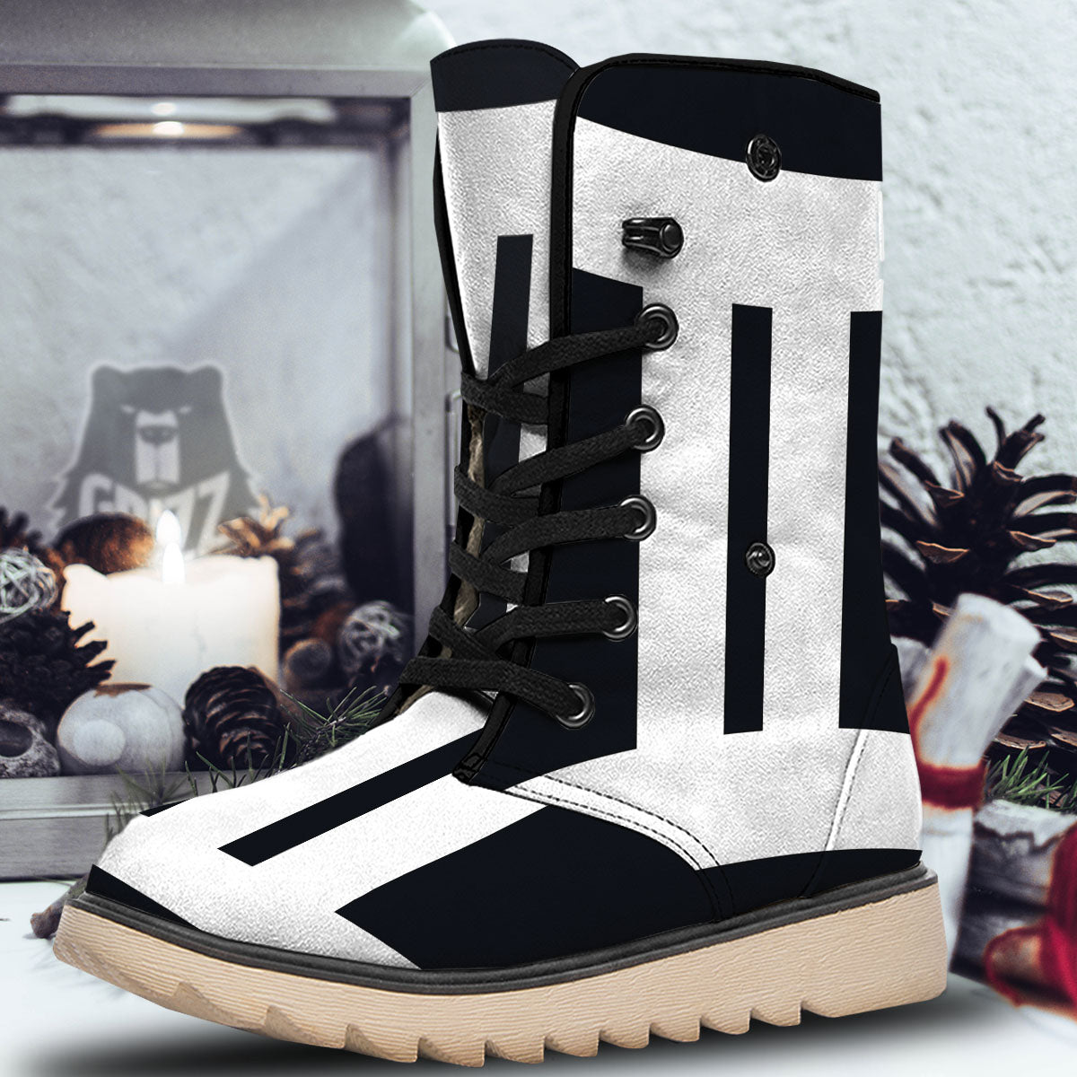 Gemini Sign White And Black Print Snow Boots-grizzshop