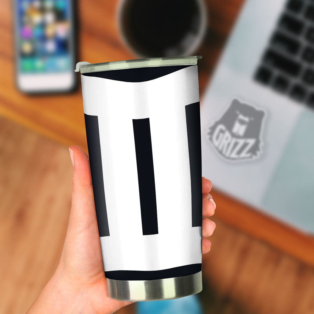 Gemini Sign White And Black Print Tumbler-grizzshop