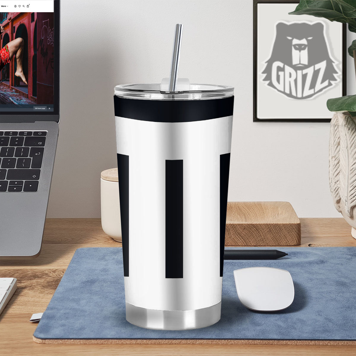 Gemini Sign White And Black Print Tumbler-grizzshop