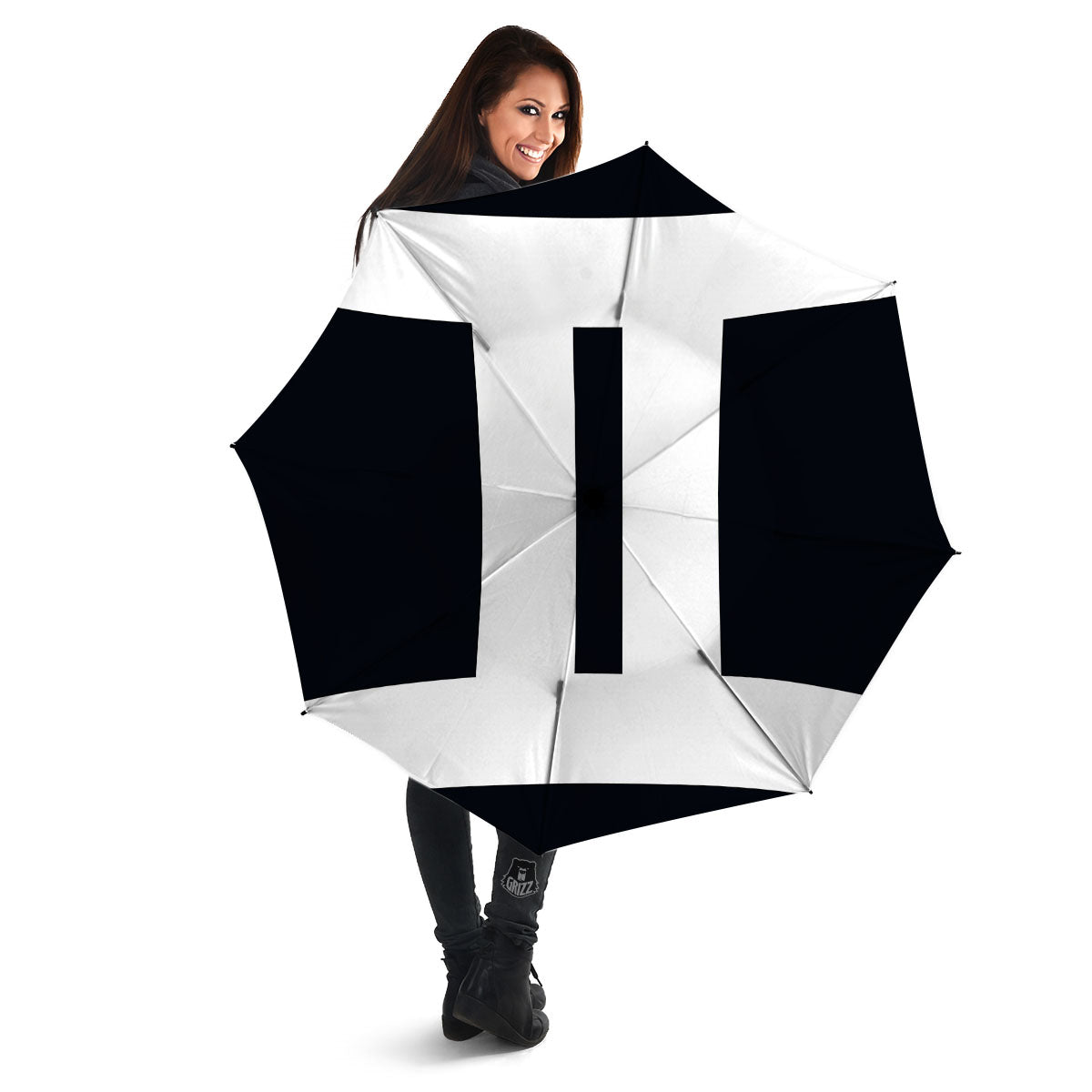 Gemini Sign White And Black Print Umbrella-grizzshop