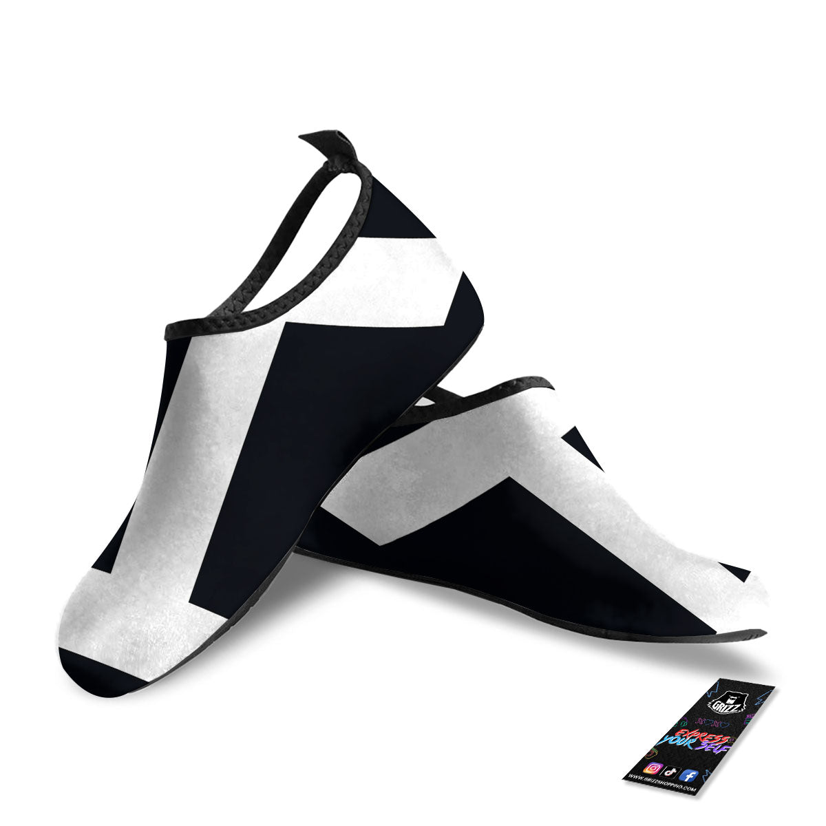 Gemini Sign White And Black Print Water Shoes-grizzshop