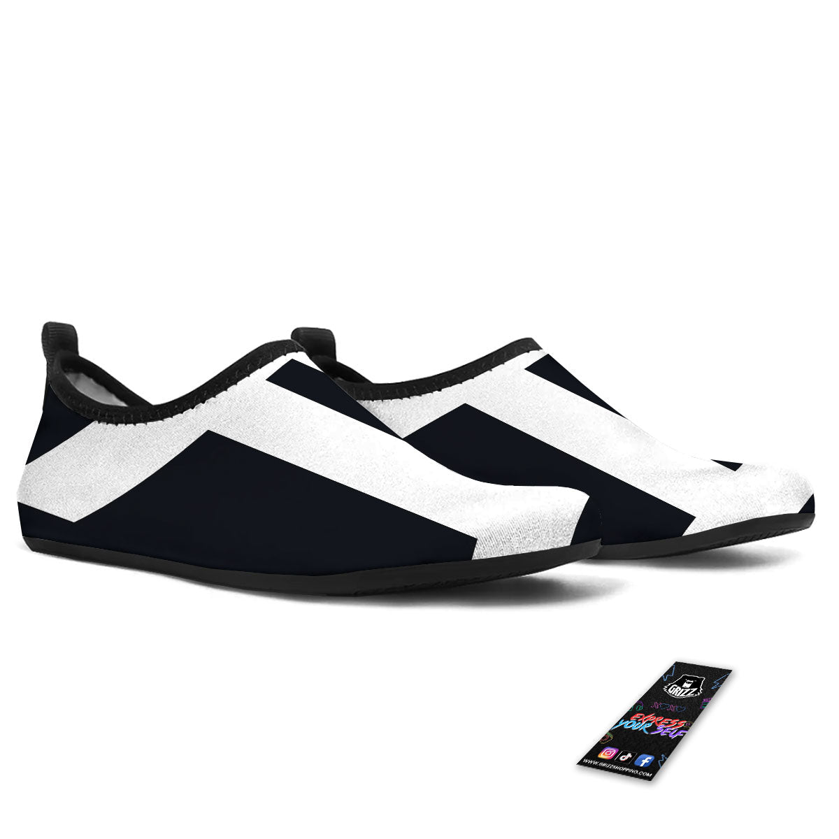 Gemini Sign White And Black Print Water Shoes-grizzshop