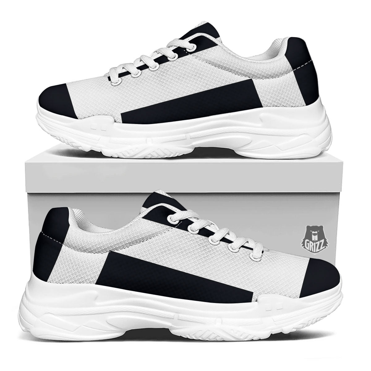 Gemini Sign White And Black Print White Chunky Shoes-grizzshop