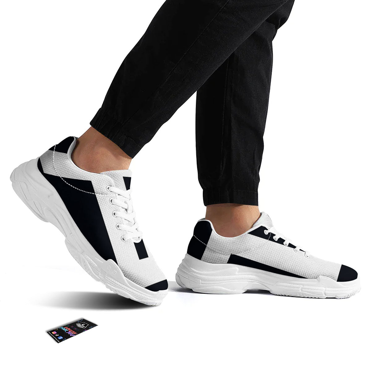 Gemini Sign White And Black Print White Chunky Shoes-grizzshop