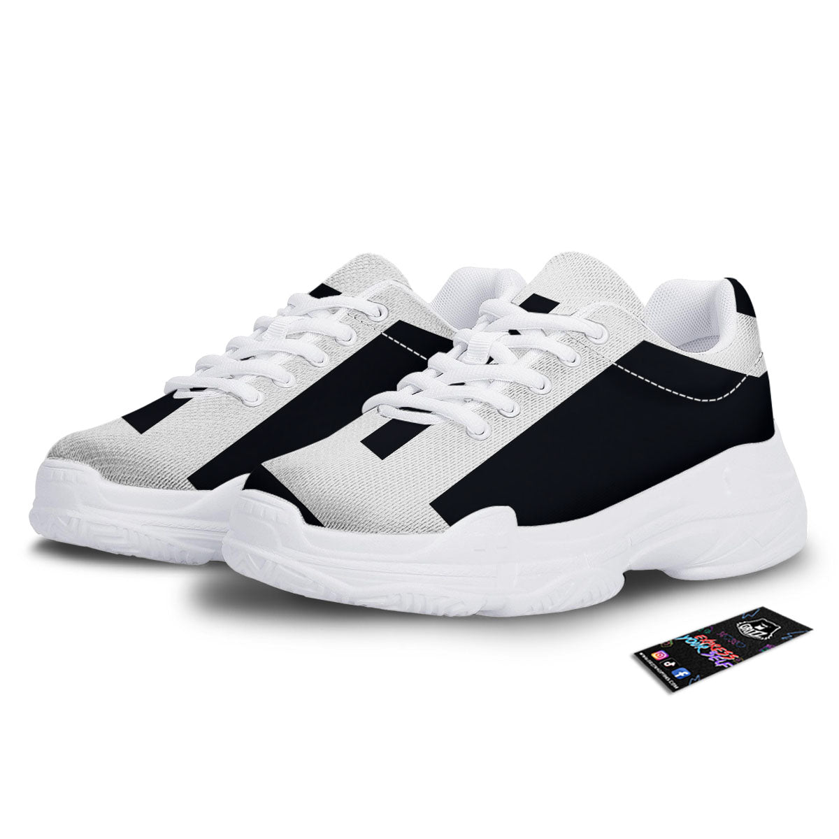 Gemini Sign White And Black Print White Chunky Shoes-grizzshop